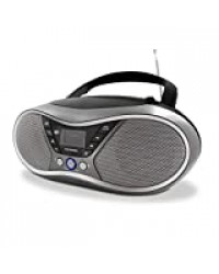 METRONIC 477171 Lecteur CD MP3 numérique DAB+ et FM RDS avec port USB, entrée audio, sortie casque, fonction double alarme - Gris et Noir