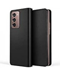 Miimall Compatible avec Samsung Galaxy Z Fold 2 Coque Protection en Cuir, [Amovible] [Porte Carte] [Boucle Aimant] [Support] Anti-Choc Anti-Rayures Étui du Samsung Galaxy Z Fold2 -Classique Noir