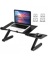 Mksutary Support Table de Lit Pliable Inclinable Lapdesk pour PC Ordinateur Portable - Noir