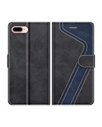 MOBESV Coque pour iPhone 8 Plus, Housse en Cuir iPhone 8 Plus, Étui Téléphone iPhone 8 Plus Magnétique Etui Housse pour iPhone 8 Plus/iPhone 7 Plus, Noir