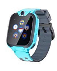 Montres Enfants pour Filles garçons, Jeux de Musique Enfants téléphone pour Filles Montres intelligentes avec écran Tactile HD Appel SOS caméra réveil Cadeau d'anniversaire 4-12 Ans (Bleu)