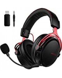 Mpow Casque Gaming pour PS4, PC, Ordinateur, Casque stéréo sans Fil pour Jeux avec Microphone Fixe avec Annulation de Bruit, Mousse de mémoire, Son Enveloppant, émetteur USB Inclus