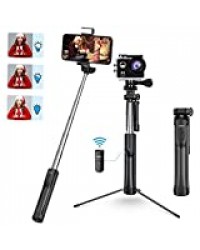 Mpow Perche Selfie Bluetooth, All en 1 Selfie Stick Trépied Bton de Selfie avec Télécommande Rechargeable et Lumière d'appoint pour iPhone 11/XS Max/XR/X/8/7/6, Samsung, Huawei, Sony, Gopro/Caméra