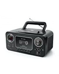 Muse M-182 Radio Stéréo avec Lecteur CD et Magnétophone à Cassettes avec Fonction d'enregistrement, Fonctionnement sur Batterie Possible (Tuner FM et AM, Entrée AUX, Antenne Télescopique), Noir