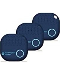 musegear app Key Finder - Version 2-3 Pack - localisateur et traqueur sonore pour retrouver clés - Volume 3 Fois Plus élevé – Couleur Bleu - Smartphone Bluetooth GPS couplage