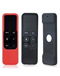 MWOOT 2 Pièces Coques pour Télécommande Apple TV (Apple TV 4 Generation et Apple TV 5 Generation), Anti-Rayures Housses pour Apple Siri Remote Controller Noir et Rouge