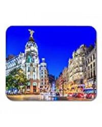 N\A Tapis de Souris Orange Madrid Espagne Gran Via Principale Rue commerçante au Tapis de Souris pour Ordinateurs Portables, Ordinateurs de Bureau Tapis de Souris, Fournitures de Bureau