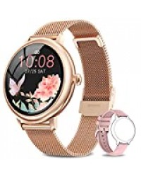 NAIXUES Montre Connectée Femmes avec Fonction Féminine, Smartwatch Sport Etanche, Moniteur de Oxygène Sanguin et Fréquence Cardiaque, Podomètre Calorie, Montre de Fitness pour Android iphone