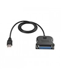 nbvmngjhjlkjlUK Communication d'interface parallèle bidirectionnelle USB vers 25 Broches Db25 Adaptateur de câble d'imprimante parallèle Convertisseur de Cordon (Noir)