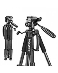 Neewer 142 centimètres Trépied Aluminium Portable Noir avec Tête Pivotante 3 Directions et Sac pour DSLR, DV Vidéo Caméscope, Charge Admissible de 4 kilogrammes (SAB234)