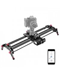 Neewer Slider Motorisé pour Appareil Photo - 80cm Stabilisateur Curseur Rail en Fibre Carbone,APP Commande,Prise Suivi Vidéo et Time Lapse,Panoramique 120 Degrés - Dolly Slider de Caméra