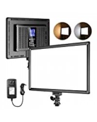 Neewer Ultra-Mince 192 LED Panneau d'Éclairage Vidéo avec Écran LCD, Batterie au Lithium Intégrée Dimmable Bicolore 3200K-5600K, CRI 95 Éclairage Plus Doux pour Portraits Tournage de Vidéo Youtube