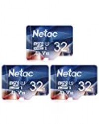 Netac Carte mémoire microSDHC, Lot de 3 32G Haute Vitesse UHS-I Carte Micro SD jusqu'à 90MB/S, A1, U1, C10, V10, FHD, 600X Carte TF pour Drone/Dash Cam/Camera/Phone/Nintendo-Switch/PC/Tablette