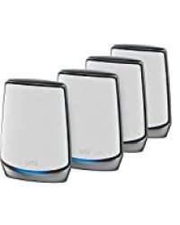 NETGEAR Système WiFi Mesh Tri-Bandes WiFi 6 Orbi (RBK854), AX6000, pack de 4, un WiFi partout dans la maison, Vitesse Jusqu'à 6 Gbit/s, Couvre Jusqu'à 700m² et plus de 60 appareils, spécial murs épais