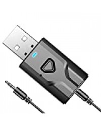 NETVIP Adaptateur Bluetooth 5.0 USB Bluetooth Transmetteur Récepteur, Émetteur 2-en-1 vec Ligne Audio 3,5mm, Adaptateur Bluetooth sans Fil pour TV, PC, écouteurs, systèmes Audio de Voiture,Maison