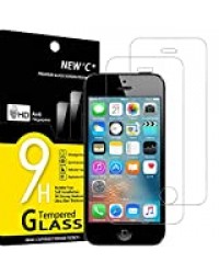 NEW'C Lot de 2, Verre Trempé Compatible avec iPhone 5 et iPhone 5S et iPhone Se et iPhone 5C, Film Protection écran Ultra Résistant 0,33mm HD, Dureté 9H Trempred Glass