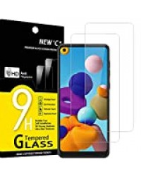 NEW'C Lot de 2, Verre Trempé Compatible avec Samsung Galaxy A21, Film Protection écran Ultra Résistant (0,33mm HD Ultra Transparent) Dureté 9H Glass