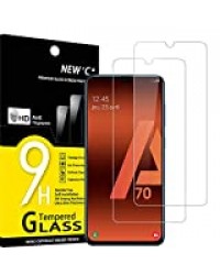 NEW'C Lot de 2, Verre Trempé Compatible avec Samsung Galaxy A70,Film Protection écran sans Bulles d'air Ultra Résistant (0,33mm HD Ultra Transparent) Dureté 9H Glass