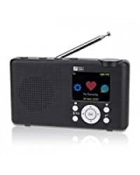 Ocean Digital WR-23D Radio Internet Dab/Dab + Portable 2,4 ”Couleur LCD Rechargeable Batterie Wi-FI Bluetooth UPnP & DLNA Player Minuterie de Veille (Noir)