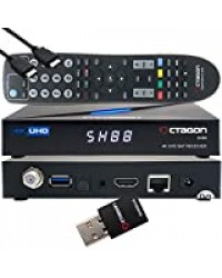 OCTAGON SX88 4K UHD S2+IP H.265 HEVC Smart Set-Top Box Récepteur satellite & IPTV, CA, serveur multimédia, YouTube, HDMI gratuit + 300 Mbit/s WiFi