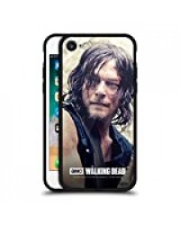 Officiel AMC The Walking Dead Moitié De Corps Daryl Dixon Coque pour l'arrière Noir Hybride en Verre Compatible avec Apple iPhone 7 / iPhone 8 / iPhone Se 2020