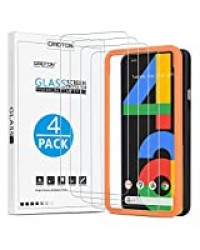 OMOTON Verre Trempé Compatible avec Google Pixel 4a, Film Protection d’écran pour Google Pixel 4a,[Haut Definition][Outil D'alignement Facile][4 Pack]