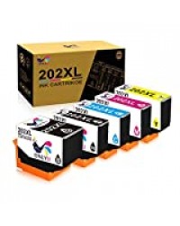 ONLYU Cartouche d'encre Compatible Remplacement pour Epson 202XL 202 XL pour Epson Expression Premium XP-6000 XP-6005 XP-6001 Xp-6100 Imprimante (1Noir 1Photo Noir 1Cyan 1Magenta 1Jaune)