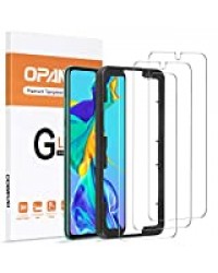 opamoo Verre Trempé pour Huawei P30 , [Lot de 3] Huawei P30 Protection écran avec Cadre d'Alignement , 9H Dureté Haut Définition sans Bulles Film Protection Écran Huawei P30 Vitre , 6,1 Pouces