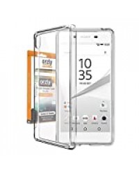 Orzly® - Coque FUSION Bumper Case pour SONY XPERIA Z5 SmartPhone (2015 Modèle / Original Version) - Coque Rigide avec Bordure Renforcée TRANSPARENTE spéciale absorption d'impact avec dos 100% transparent