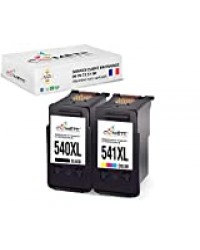 Pack de 2 Cartouches 540XL 541XL Compatibles avec PIXMA G2150 MG2250 MG3150 MG3250 MG3550 MG4150 MG4250 MX375 MX395 MX435 MX455 MX515 MX525-1 Noire + 1 Couleurs - Comète France