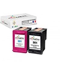 Pack de 2 Cartouches - Compatible HP 301 - Noir + Couleurs Encre Compatible Premium pour HP Officejet Envy Deskjet - Comete en Stock Expedition France