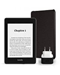 Pack essentiel comprenant la liseuse Kindle Paperwhite, 8 Go, avec offres spéciales et Wi-Fi, un étui Amazon en cuir (Bordeaux) et un chargeur Amazon Powerfast