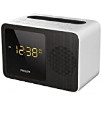 Philips AJT5300W Radio Réveil Bluetooth avec Tuner FM, Station d'Accueil et Rechargement iPhone ou Android, Blanc