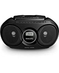 Philips Audio - AZ215B/12 Lecteur CD (Dynamic Bass Boost, Tuner Numérique FM, 3 Watts, Entrée Audio) Noir