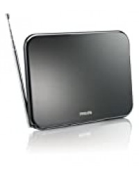 Philips SDV6224 Antenne TV numérique d'intérieur amplificateur 42dB (HDTV/UHF/VHF/FM) avec filtre anti-interférence 4G/GSM, Noir