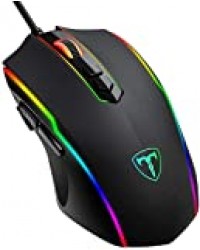 PICTEK Souris Gamer RGB Filaire/Souris de Jeu 8 Boutons Programmables, 7200 dpi réglable/Souris Gaming Ergonomique avec Fire Button capteur Optique de Haute Précision (Version améliorée)