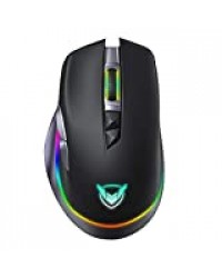 PICTEK Souris Gamer sans Fil Rechargeable, Souris Gaming Bimode Portable- Batterie Longue Durée- 8 Boutons Programmables- Rétroéclairage RGB- Wireless Gaming Mouse-10 000 DPI【Nouvelle Version 2019】