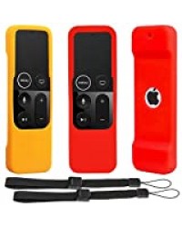 Pinowu 2pcs étuis de Protection à Distance antidérapants compatibles avec télécommandes Apple TV 4K 4e 5e génération Siri - Coque en Silicone pour télécommande TV 4 4K (Rouge + Orange)