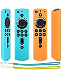 Pinowu Antidérapant Housse Coque [Sangle Incluse] Compatible avec Fire TV Stick 4K / Fire TV Stick (2nd Gen)/ Fire TV Cube/Fire TV (3rd Gen) Télécommande (2pcs: Vert et Orange)