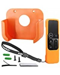 Pinowu Support mural pour TV compatible avec Apple TV de 4e génération – Support avec coque pour télécommande pour Apple TV 4e / 4K 5e génération (Orange)