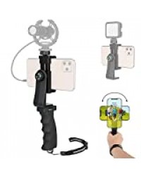 Poignée/Stabilisateur Smartphone Universel, Stabilisateur Téléphone Manul pour Vlog, Vidéo, Youtube, Monopod Selfie Pratique Compatible avec iPhone, Sumsang, Huawei, Xiaomi, etc.