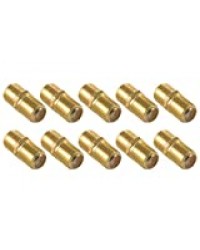 Poppstar - 10x couplage coaxial Sat (connecteur-F (Femelle à Femelle) pour câble coaxial de 4-8,2 mm avec connecteur F-), des connecteurs pour Coax - câble d'antenne, doré