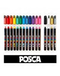 Posca PC-1MR Lot de 16 stylos marqueurs de toutes les couleurs