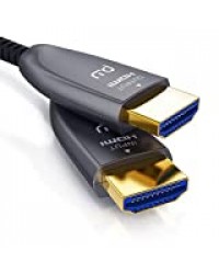 Primewire - Câble HDMI Fibre Optique 2.0b de 10m - Supporte Le 4K 60Hz HDR– 3D-Arc-CEC-HDCP 2.2 - YUV 4 x 4 x 4 - Haut débit - Connecteur en Aluminium - Contacts plaqués Or - Protection Anti-Pliage