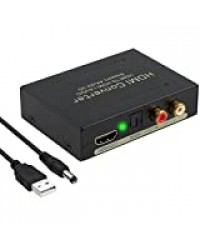 PROZOR 4K HDMI Audio Convertisseur 2160P HDMI vers HDMI+Optique SPDIF/Toslink RCA L/R Audio Extractor Numérique vers Analogique DAC Vidéo Adaptateur 4Kx2K pour Lecteur Blu-ray DVD Xbox One Etc