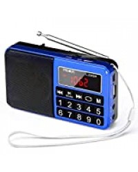 PRUNUS L-238 Radio Portable FM/AM(MW)/SW/USB/Micro-SD/MP3, Poste Radio avec Grands Boutons et Grand Écran,Radio Portable Rechargeable Batterie 1200 mAh (Noir)