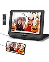 Pumpkin 16 Pouce Lecteur DVD Portable Voiture Grand Ecran pour Enfant Supporte HDMI Input,Vidéo Full HD,AV in/Out,USB SD MMC,Region Libre,avec Sacoche de Transport