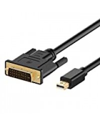 Rankie Câble Mini DisplayPort (Thunderbolt) (Mini DP) vers DVI, Full HD 1080P, 1,8m, Noir