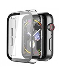 Recata Transparente PC Coque Compatible avec Apple Watch Serie 6 Se Series 5 Série 4 40mm, Protection écran Ultra Mince [Couverture Complète] Protection ecran Verre trempé- HD Clair