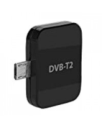 Récepteur DVB-T2 ＆ Kit d'antennes, Récepteur TV numérique, Récepteur MICRO USB Stick TV HD sans fil, pour téléphone Android / Tablet PC / ordinateur portable, Supporte jusqu'à 30 programmes TV sans tr